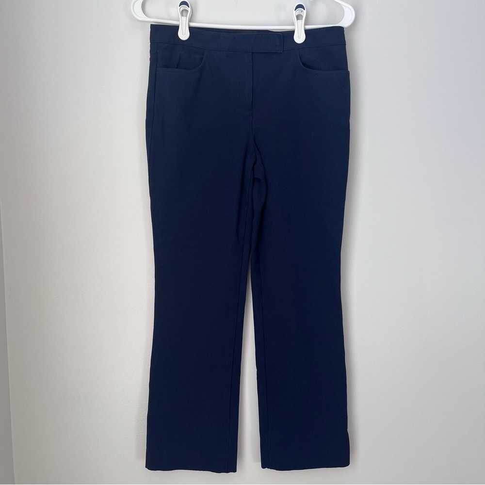 Theory Business Casual Navy Blue Eco Bistretch Crop Pants Size 2